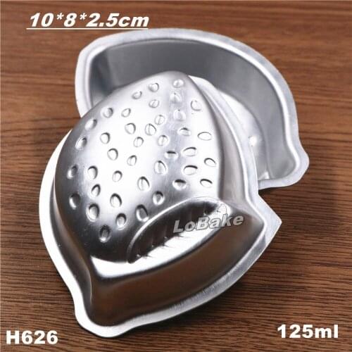 5pcs/lot) 125ml one leaf Strawberry shape aluminium alloy mold mousse cupcake tart mold DIY home baking accessories