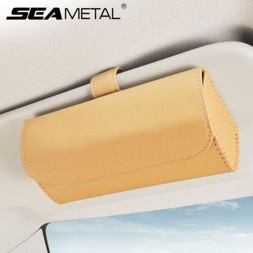 Interior Car Sun Visor Storage Bag Auto Sun Visor Sunglasses Holder PU Leather Automobiles Glasses Organizer Sun Plate Accessori