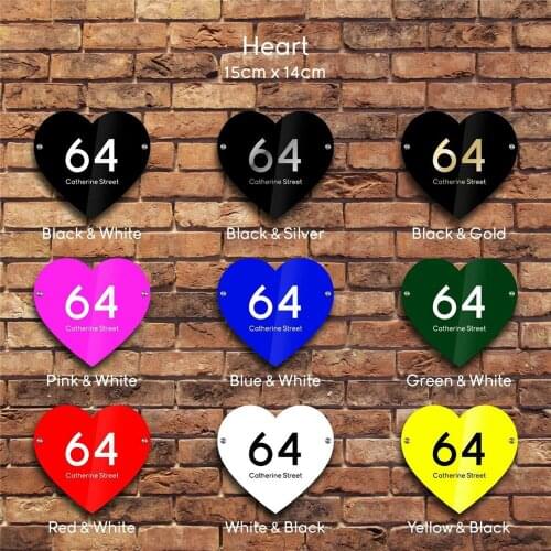 Classic Heart Shape Cusotmized Arcylic plaques House Signs Door Plates with vinyl stickers