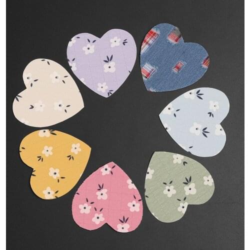 10 pieces of beautiful heart-shaped plaid cloth floral elbow stickers new Iron On clothes jeans decorative sewing subsidy paper