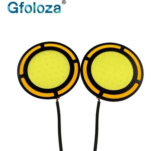 Gfoloza 2Pcs 73mm Round COB Car Lights Dual Color LED Daytime Running Lights Turn Signal Lamp White+Yellow DRL DC12V