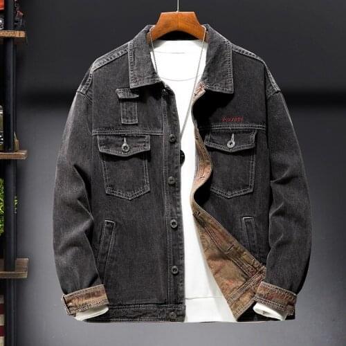 2021 New autumn Mens retro loose denim jacket Fashion streetwear denim coat male clothes Plus size 5XL