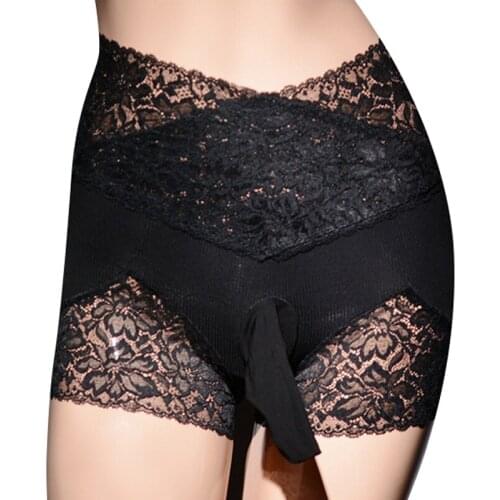 Lace Sheer Sissy Panties mens underwear briefs hot Sissy Lace Panties With Penis Sleeve Softy Transparent Gay Sexy Lingerie