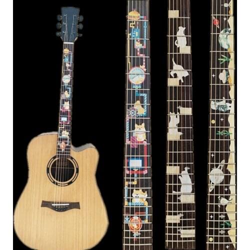 Animals Cartoon Guitar Fretboard Decals Inlay Sticker Guitar Neck Headstock Guitar Bass Ukulele Thin Sticker Accessories