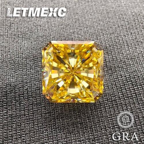 Letmexc Loose Golden Yellow Moissanite Radiant Cut Diamond Gemstone VVS1 with Certificate