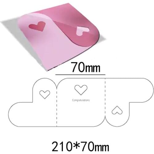 New Metal Cutting Dies Heart Box For Card DIY Scrapbooking stencil Paper Craft Album template Dies 21*7cm