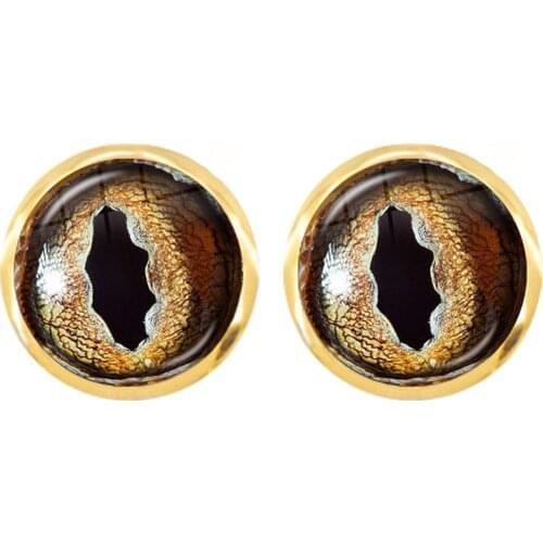 Animal Eyes Earrings Owl Dragon Snake Cat Tiger Eyes Glass Cabochon Charms Handmade Jewelry For Women Girls Gift