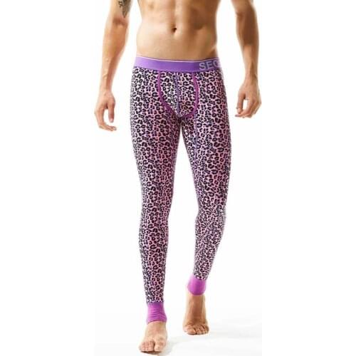 Autumn Winter Fashion Leopard Men Long Johns Thermal Underwear Cotton Mens Warm Thermal Underwear Long John