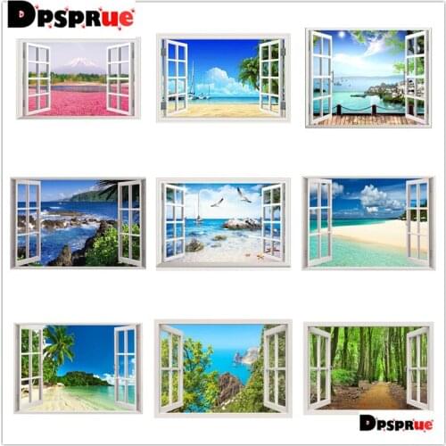 Dpsprue Full Square/Round 5D Diy Diamond Painting Cross Stitch "Window Scenery" Diamond 3D Embroidery Mosaic Home Decor DPs014