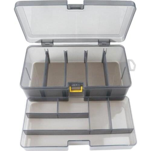 Plastic Dual Layer Waterproof Fishing Tackle Box Lures Bait Storage Case Cover Organizer Container Accessories