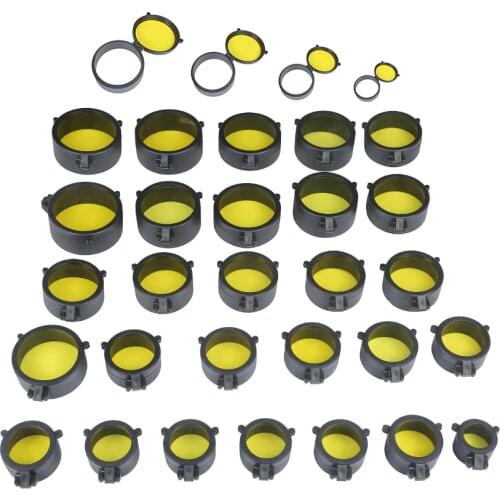 30-69MM Yellow Transparent Rifle Scope Lens Cover Flip Up Quick Spring Protection Cap Objective Lid for Airsoft Gun Caliber