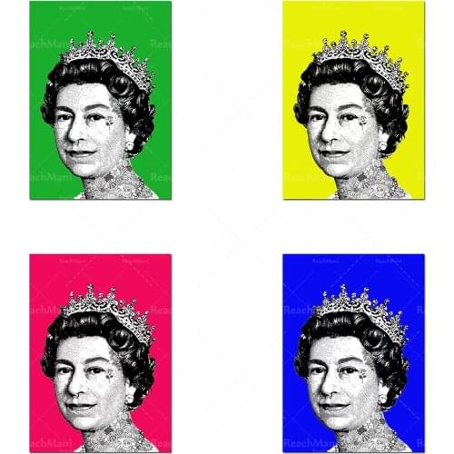 Replicas of popular Andy Warhol masterpieces "Queen Elizabeth II" Canvas Painting Poster Prints Wall Art Living Room Home Decora