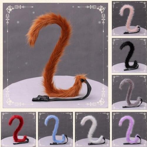 Handmade Simulation Long Plush Tiger & Panther & Cat & Wolf Animal Tail Cosplay Anime Lolita Upturned Tails Props Accessories