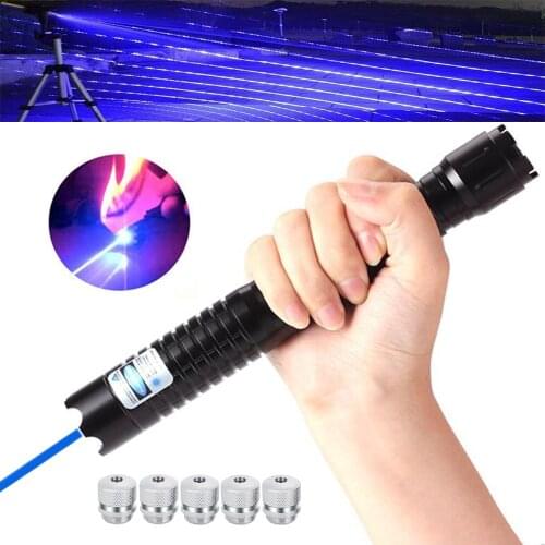 The most powerful blue laser flashlight hunting laser sight with super radiation 8000M adjustable focus burning cigar/match