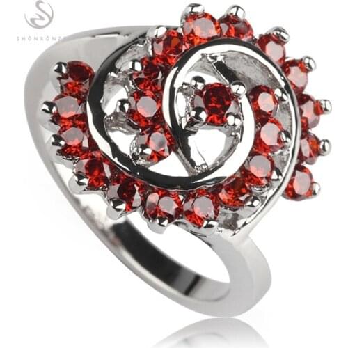 SHUNXUNZE charms rings Jewelry & Accessories for women Promotion alibaba-express Red Cubic Zirconia Rhodium plated R215 size 6 8