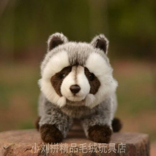 Cute rare real life raccoon animal plush toy doll children birthday gift 30cm high quality