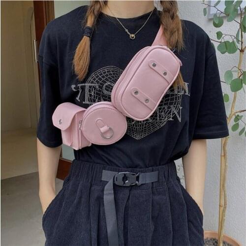 Pu Leather Crossbody Bag Women Waist Pack Fashion Fanny Pack Luxury Belt Bag Casual Chest Pack Lady Purse 3-IN-1 Messenger Bag