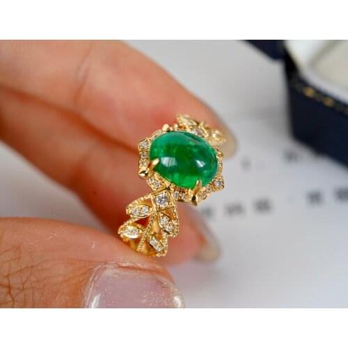 SX609 Solid 18K Gold 1.7ct Nature Emerald Rings for Women Fine Jewelry Presents the Six-word Admonition