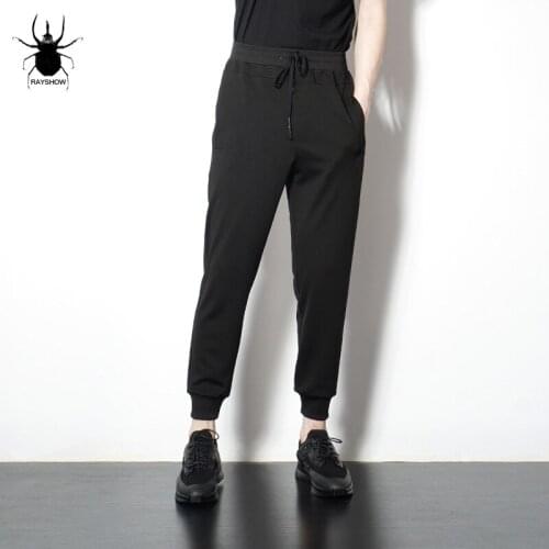 Easy-to-wear loose tapered Harem Pants, black sports pants, casual leggings