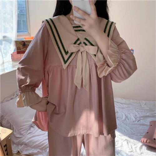 Alien Kitty 2021 Navy Style Cute Elegance Homewear Vintage New Hot All Match Brief Pajamas Nightwear Sweet Chic Casual Sets