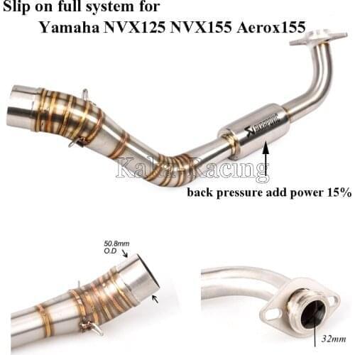 Motorcycle Exhaust Pipe Scooter Front Mid Pipe Slip-On Full System For For Yamaha NVX125 NVX155 NVX 155 125 Aerox155 2015-2017
