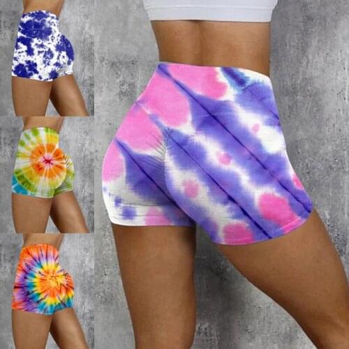 Women Sexy Push Up Tie-dye Short Legging High Waist Gym Short Sport Jogger Fitness Ladies Sweatpant Mini Trouser