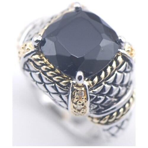 Black Onyx Women 925 Sterling Silver Ring F559 Size 6 7 8 9 10