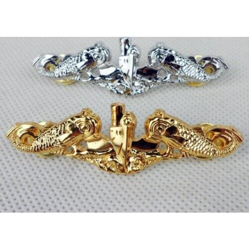PAIR VETERAN US NAVY VETERAN GIFT OFFICERS SUBMARINE WARFARE INSIGNIA BADGE PIN 2PCS