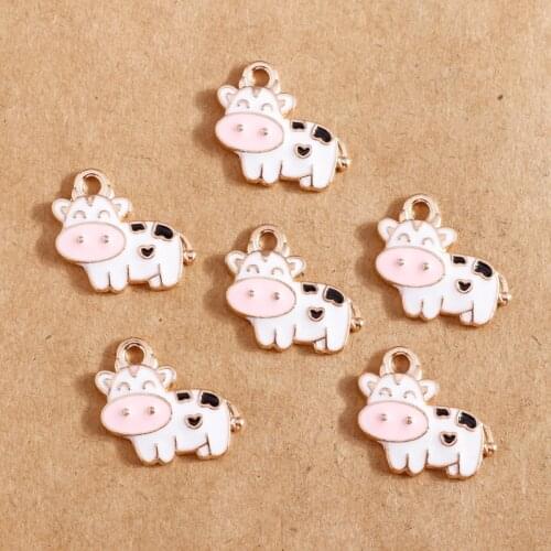 10pcs 15*18mm Enamel Cows Charms Animals Earring Pendant Bull Jewelry Findings Fit DIY Bracelet Necklace