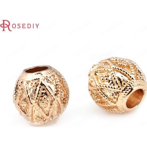 10PCS 8MM 24K Champagne Gold Color Plated Brass Barrel Spacer Beads Bracelet Beads High Quality Diy Jewelry Accessories