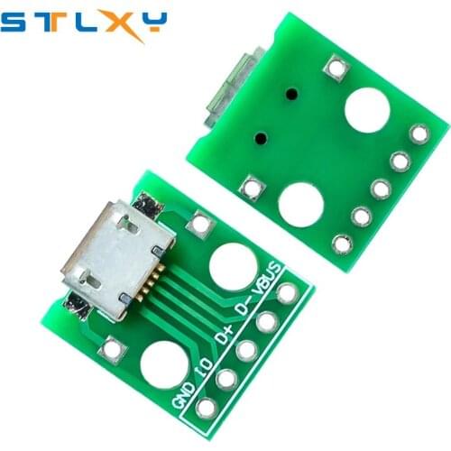 10pcs Micro USB To DIP Adapter 5pin Female Connector Module Board Panel Female 5-Pin Pinboard B Type PCB 2.54 MM