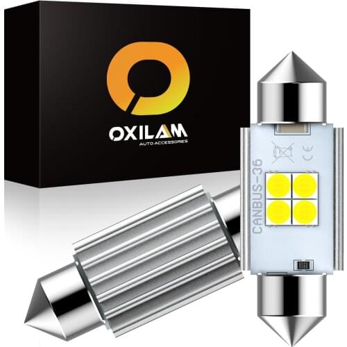 OXILAM 2Pcs Festoon C5W LED Canbus 31mm 36mm 41mm C10W Car Interior Lamp License Plate Lights Bulb 6000K 12V Bulbs Error Free