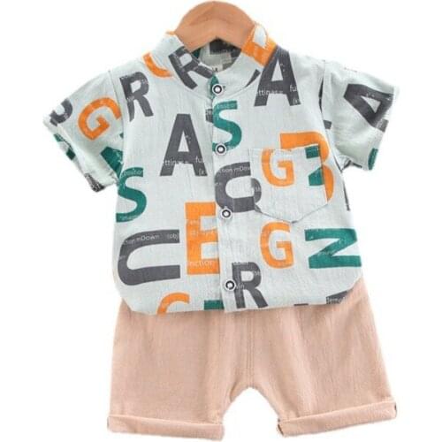 Summer Kids Fashion Clothing Baby Boy Cotton Clothes Suit Children Girls Letter Shirt Shorts 2Pcs/Set Toddler Casual Sportswear