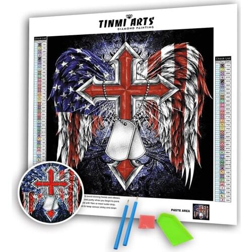 5D Diamond Painting Full Drill Red Cross Mosaic Art Cross Stitch Religion Canvas Painting Kit Embroidery Sticker Decoration Home