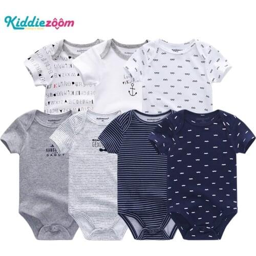 2020 7PCS/Lot Baby Boy Clothes Unicorn Newbron Summer Baby Girl Clothes 0-12M Bodysuits Cotton Short Sleeve Roupa de bebe