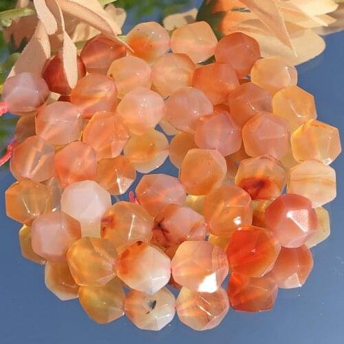AAA Natural Faceted Orange Red Agates Onyx Stone Bead Round Loose Spacer Beads for Jewelry Making DIY Bracelet Necklace 6/8/10mm