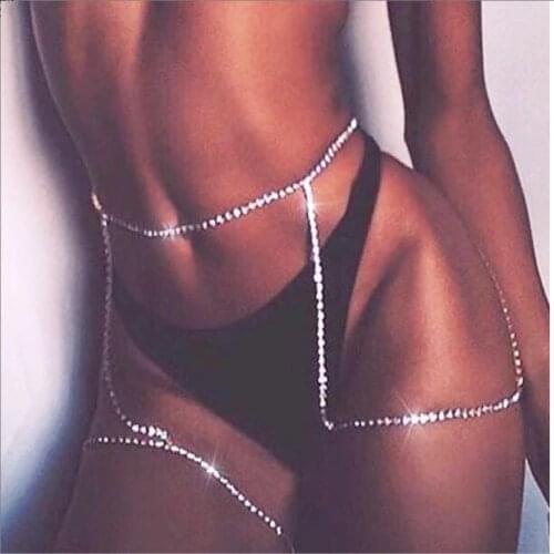 Full Rhinestone Belly Chain Gold Silver Color Waist Chain Body Jewelry Women Bling Crystal Thigh Chain Bikini Accessories
