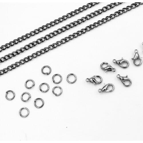 2m 3.5mm Open Link Chain Necklace with 20 Lobster Clasps and 40 Jump Rings for Necklace Jewelry Accessory