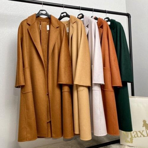 Double sided cashmere coat female maxi water ripple version silk nightgown labbro woollen cloth coat