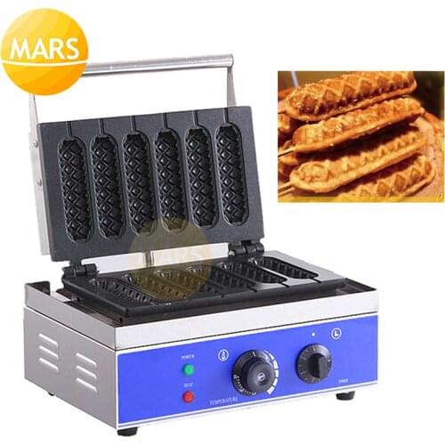 Commercial Non-stick 6 Stick Electric French Muffin Waffle Hot Dog Machine Lolly Waffle Maker Crispy Stick Machine with CE