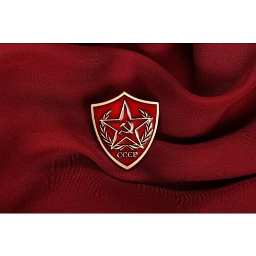Soviet cccp red star flag emblem socialism russian lapel pin badge victory day collect