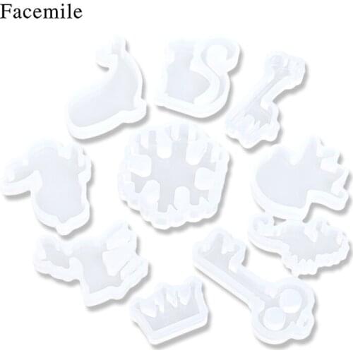 Facemile 10PCS Clear Silicone DIY Animal Pendant Necklace Jewelry Epoxy Mold Accessories Resin Craft Fondant Cake Decor Tool