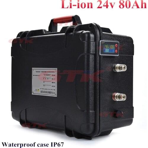 GTK waterproof 24v 80Ah lithium ion 85ah li-ion battery BMS 7S for 1500W electric motor scooter lights solar ups + 10A charger