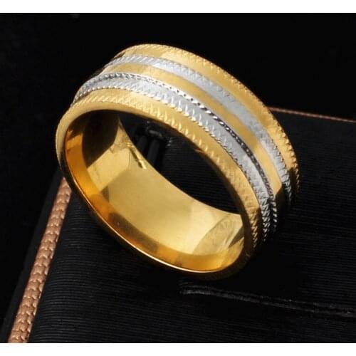 Punk Rock Style Gold silver Ring Mens Fashion Chunky Finger Bling Hip Hop Ring Size 7/8/9/10/11/12 Retro Titanium Steel Rings