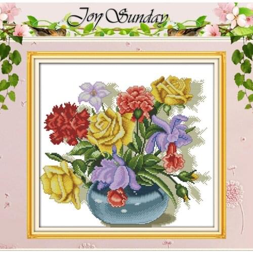 Colorful Flowers Patterns Counted Cross Stitch 11CT 14CT Cross Stitch Set Wholesale Cross-stitch Kit Embroidery Needlework