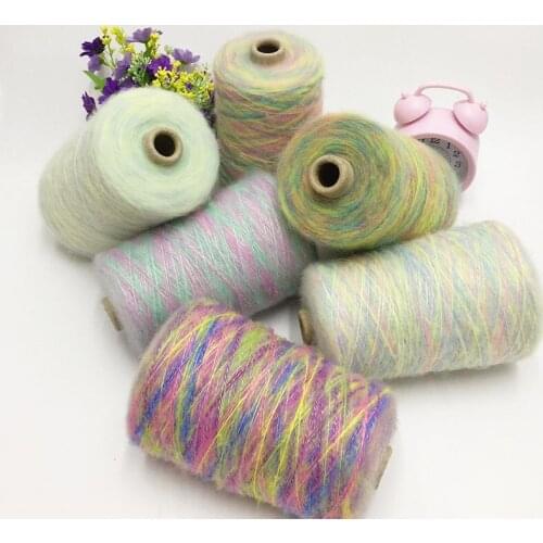 500g Section Dyed Mohair Yarn Crochet Knitting Skin-friendly Baby Wool Yarn DIY Hand-knit Sweater Shawl Rainbow Scarf Baby Yarn