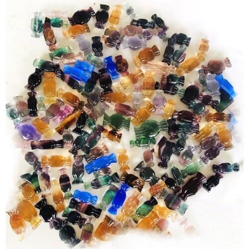 Natural Rainbow Fluorite Candy Halloween Candy Quartz Crystal Sweet Healing Crystal Stone Novelty Holiday Home Decoration Gift