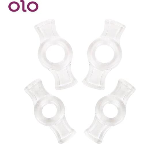 OLO 4 Pieces/set Penis Ring Cock Rings TPE Penis Enlargerment Adult Product Delay Ejaculation Erotic Sex Toys for Men