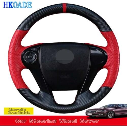 DIY Hand-stitched Carbon Fiber Leather Car Steering Wheel Cover For Honda Crosstour 2013-2015 Accord 9 2013 2014 2015 - 2017