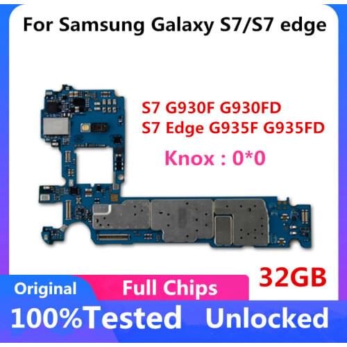 For Samsung Galaxy S7 Edge G935F G935FD S7 G930F G930FD Motherboard ,1 SIM 2 SIM 32GB EU Version Unlocked Original Logic chips